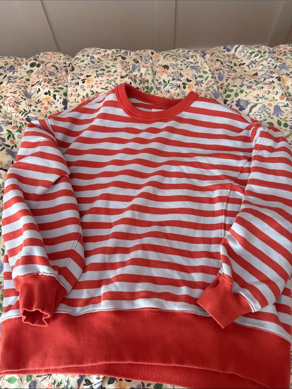 aerie Kids Red and White Striped Sweatshirt